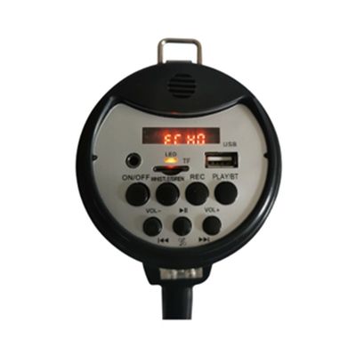 Megafone preto de mão de plástico de 50W de grande potência com sirene de música
