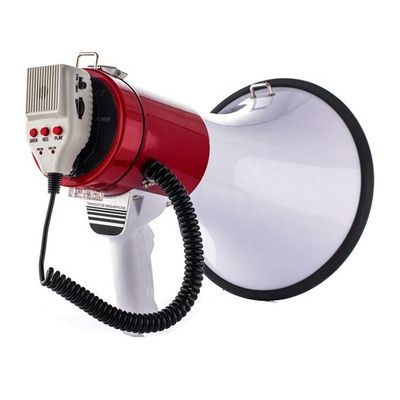 Megafone de gravação de 50W para exterior com alcance de até 1500 m e função de gravação