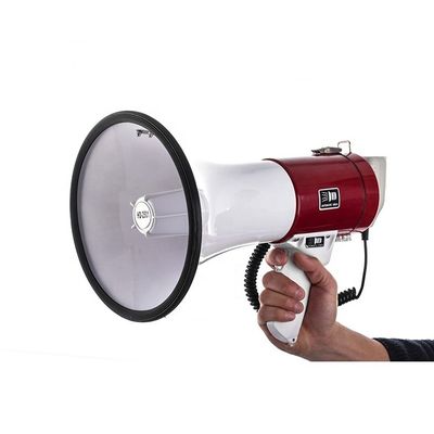 Megafone de gravação de 50W para exterior com alcance de até 1500 m e função de gravação